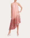 Badgley Mischka Women's Floral Shimmer Chiffon Pleated High-low Gown