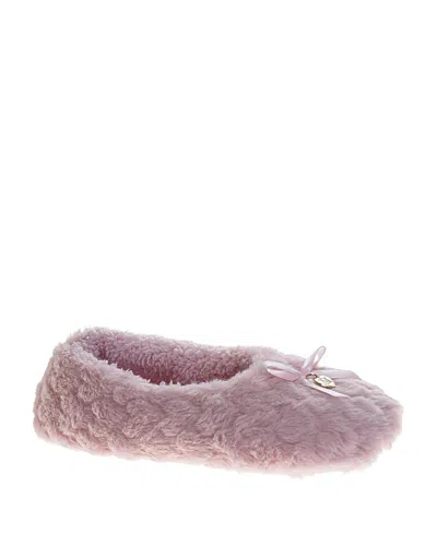 Badgley Mischka Women's Fluffy Bow Detail Metal Logo Accent Slippers In Pink