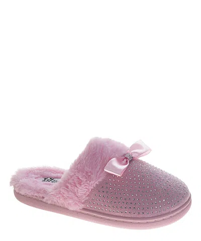 Badgley Mischka Womens Rhinestone Slippers In Pink