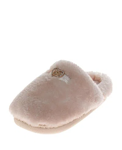 Badgley Mischka Women's Fluffy Rhinestone Logo Accent Slippers In Multi