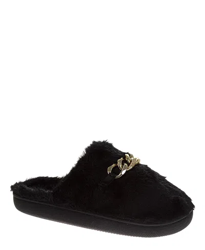 Badgley Mischka Women's Fuzzy Metal Accent Slippers In Black