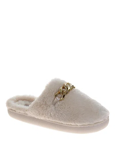 Badgley Mischka Women's Fuzzy Metal Accent Slippers In Transparent