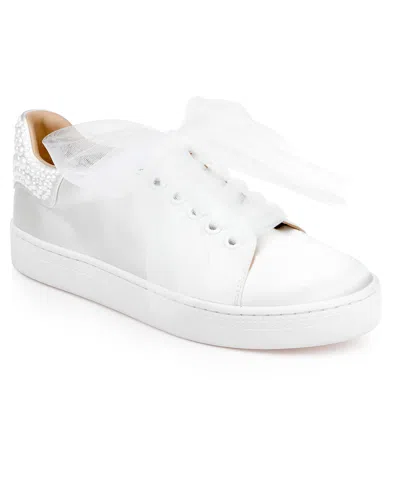 Badgley Mischka Women's Gem Round Toe Sneakers In White