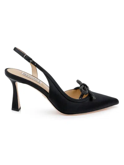 Badgley Mischka Georgie Metallic Leather Bow Pumps In Black