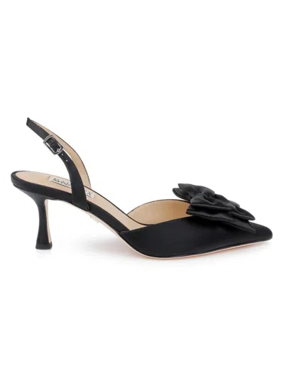 Badgley Mischka Women's Giovanna 65mm Double-bow Satin Slingback Pumps In Black