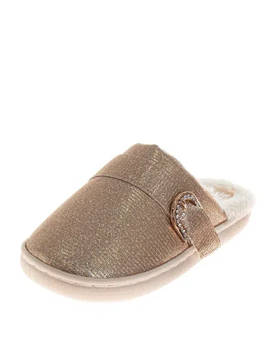Badgley Mischka Women's Glitter Rhinestone Buckle Slippers In Gold