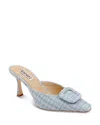 Badgley Mischka Graylynn Mid Heel Square-toe Mules In Blue