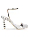 Badgley Mischka Women's Ivette Ankle Strap Sculptural Heel Sandals In Silver
