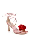 Badgley Mischka Collection Janelle Ankle Wrap Sandal In Pink Satin