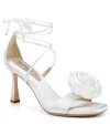 Badgley Mischka Collection Janelle Ankle Wrap Sandal In White Satin
