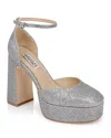 Badgley Mischka Collection Jayda Ankle Strap Platform Pump In Silver Antique