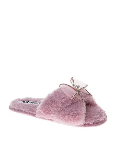 Badgley Mischka Women's Jeweled Faux Fur Slippers In Multi