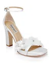 Shop Badgley Mischka Women's Joanna Sandals In White Satin
