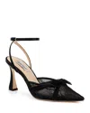 Badgley Mischka Collection Josie Ankle Strap Pointed Toe Pump In Black Satin