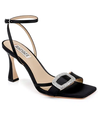 Badgley Mischka Women's Judith Square Toe Evening Sandals In Black Satin