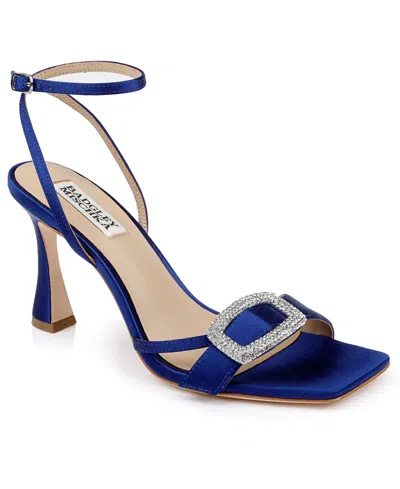 Badgley Mischka Women's Judith Square Toe Evening Sandals In Indigo Satin