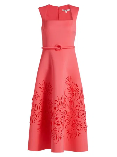 Badgley Mischka Women's Laser Cut Scuba Cocktail Dress In Orange