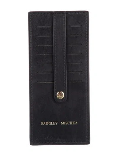 Pre-owned Badgley Mischka Women's Leather Card Holder In Black