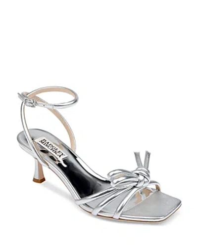 BADGLEY MISCHKA WOMEN'S LOYALTY ANKLE STRAP KNOTTED MID HEEL SANDALS