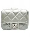 Badgley Mischka Women's Mini Faux Vegan Leather Pearl Embellished Top Handle Bag In Metallic Grey In Multi