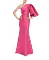 Badgley Mischka Women's One Shoulder Balloon Sleeve Gown In Pink