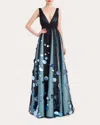 Badgley Mischka Exceptional Tulle Gown With Paillettes Skirt In Blue