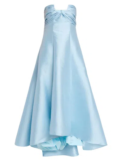 Badgley Mischka Strpls Scoop Hi Low Maxi Dress In Blue