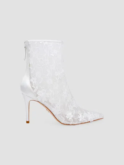Badgley Mischka Raya 85mm Lace Ankle Boots In White