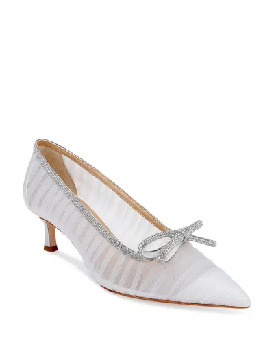 Badgley Mischka Women's Raylee Crystal Trim Ruched Pumps In White