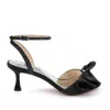 Badgley Mischka Remi Strass Ruffle Stiletto Sandals In Blacksatin