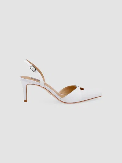 Badgley Mischka Women's Roger 65mm Embellished Satin Slingback Pumps In White