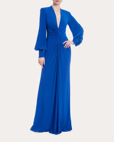 Badgley Mischka Women's Ruched Jersey Gown In Blue