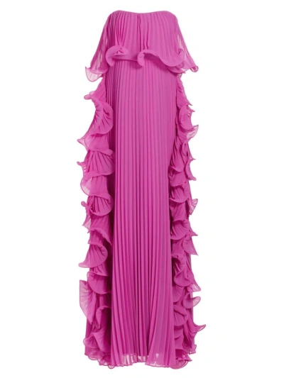 Badgley Mischka Women's Ruffled Strapless Gown In Orchid