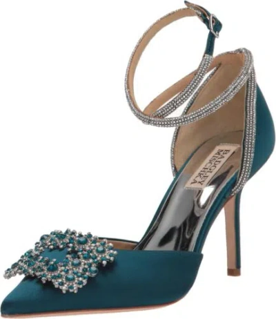Pre-owned Badgley Mischka Women's Saint Pump In Marine Teal