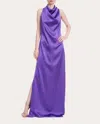 Badgley Mischka Women's Draped Satin Gown In Purple