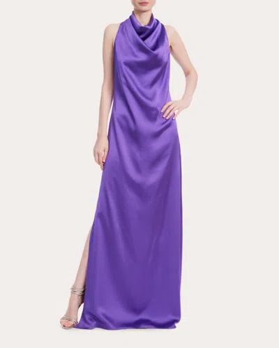 Badgley Mischka Women's Draped Satin Gown In Purple