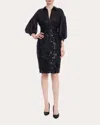 Badgley Mischka Women's Sequin-embellished Faux-leather Dress In Black