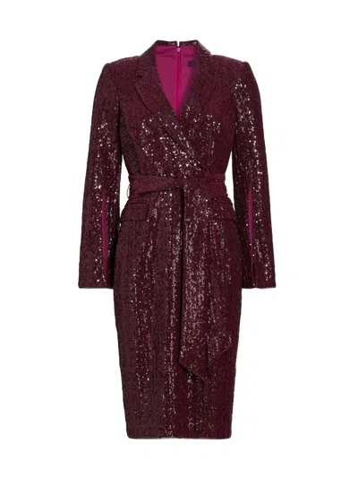 Badgley Mischka Women's Sequined Blazer Sheath Dress In Burgundy