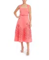 Badgley Mischka Cutout Square-neck Scuba Midi Dress In Pink