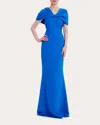Badgley Mischka Collection Twist Detail Trumpet Gown In Blue