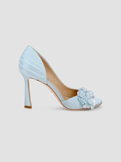 Badgley Mischka Women's Yana 90mm Embellished Satin D'orsay Pumps In Mist Blue Satin
