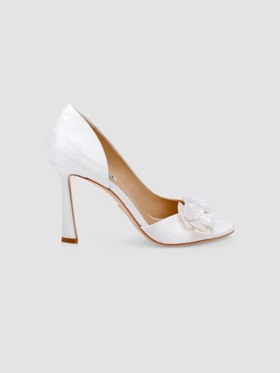 Badgley Mischka Women's Yana 90mm Embellished Satin D'orsay Pumps In White Satin
