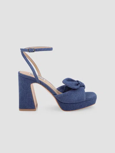 Badgley Mischka Women's Yuki 90mm Denim Platform Sandals In Dark Denim