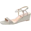 Badgley Mischka Womens Adjustable Open Toe Wedge Heels In Silver
