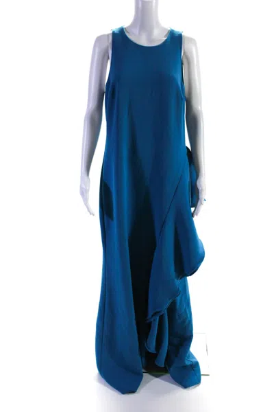 Badgley Mischka Womens Bright Aqua Ruffle Gown In Blue