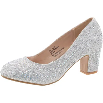 Badgley Mischka Womens Embellished Block Heels In Silver