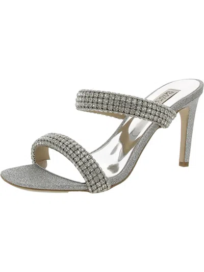 Badgley Mischka Womens Embellished Leather Heels In Silver