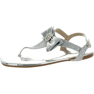 Badgley Mischka Womens Embellished Manmade Ankle Strap In Silver