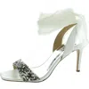 Shop Badgley Mischka Womens Embellished Slingback Heels In White