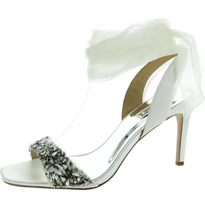 Badgley Mischka Womens Embellished Slingback Heels In White